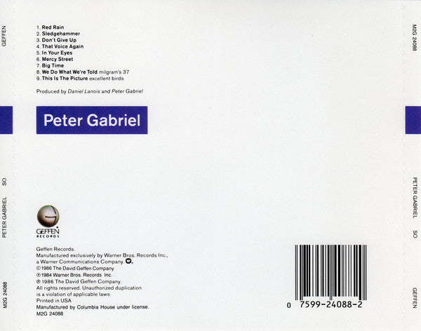 Peter Gabriel : So (CD, Album, Club, RE, RP, Son)