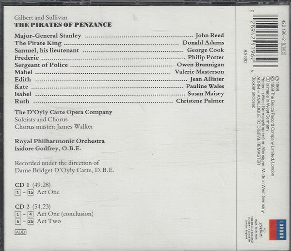 D'Oyly Carte Opera Company, Gilbert & Sullivan : The Pirates Of Penzance (2xCD)