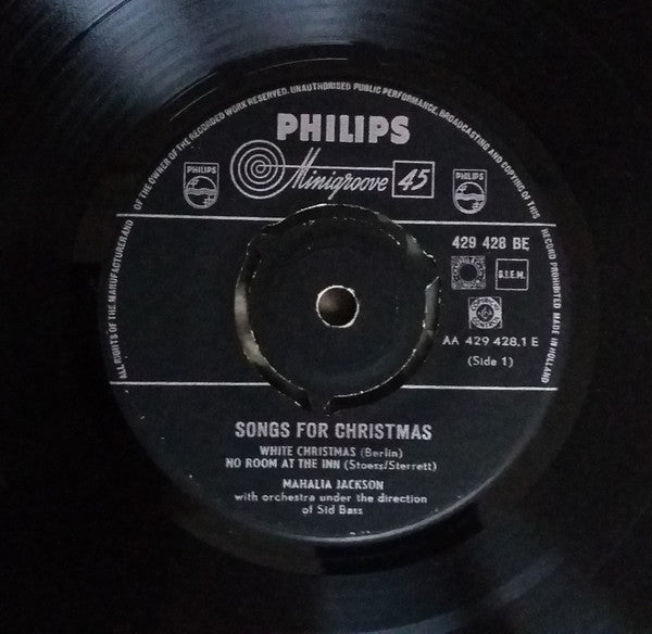 Mahalia Jackson : Songs For Christmas (7", EP)