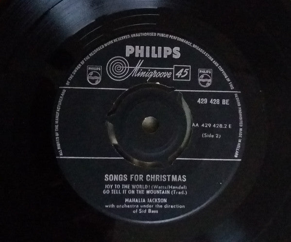 Mahalia Jackson : Songs For Christmas (7", EP)