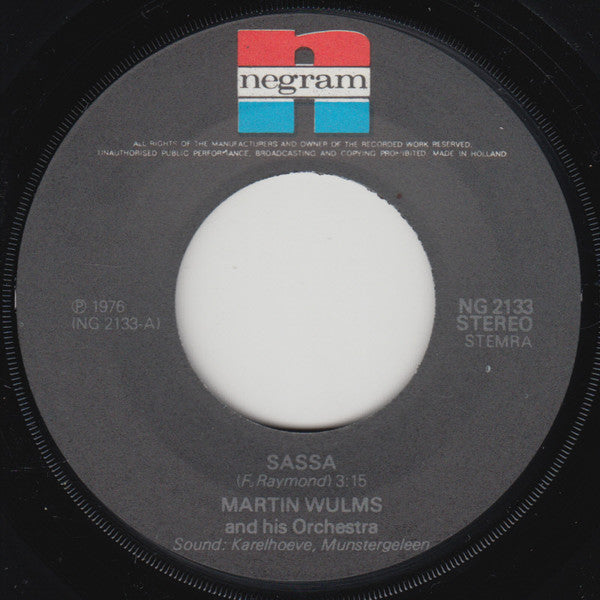 Martin Wulms And His Orchestra : Sassa (7", Single)