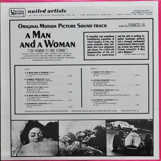 Francis Lai : A Man And A Woman (Original Motion Picture Soundtrack)  (LP, Album, RE)