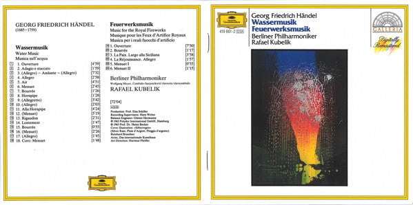 Georg Friedrich Händel –  Berliner Philharmoniker, Rafael Kubelik : Water Music/Music For The Royal Fireworks (CD, RM)