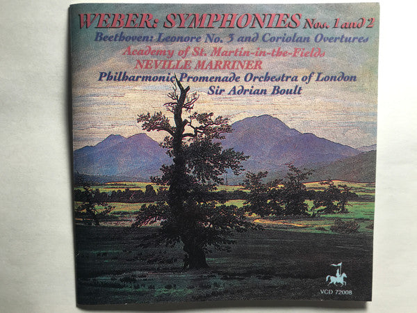 Carl Maria von Weber / Ludwig van Beethoven - The Academy Of St. Martin-in-the-Fields, Sir Neville Marriner / The Philharmonic Promenade Orchestra, Sir Adrian Boult : Symphonies Nos. 1 And 2 / Leonore No. 3 And Coriolan Overtures (CD, Comp)