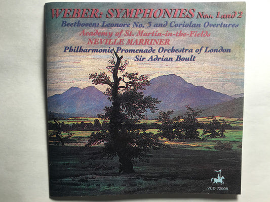 Carl Maria von Weber / Ludwig van Beethoven - The Academy Of St. Martin-in-the-Fields, Sir Neville Marriner / The Philharmonic Promenade Orchestra, Sir Adrian Boult : Symphonies Nos. 1 And 2 / Leonore No. 3 And Coriolan Overtures (CD, Comp)