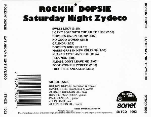 Rockin' Dopsie : Saturday Night Zydeco (CD, Album)