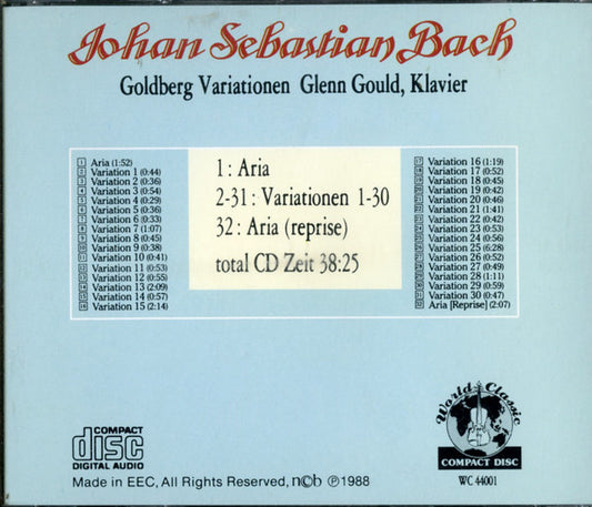 Glenn Gould, Johann Sebastian Bach : Goldberg Variationen (CD)