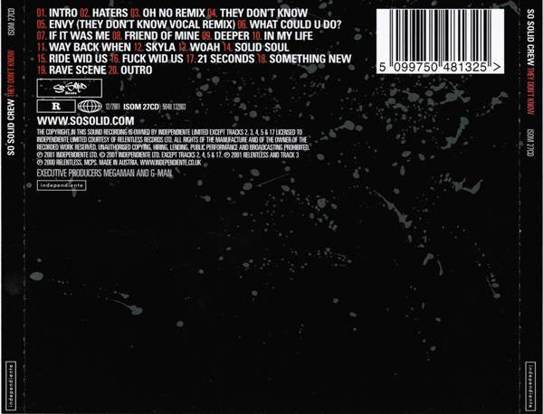 So Solid Crew : They Don't Know (CD, Album)