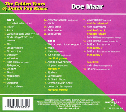 Doe Maar : The Golden Years Of Dutch Pop Music (A&B Kanten) (2xCD, Comp)