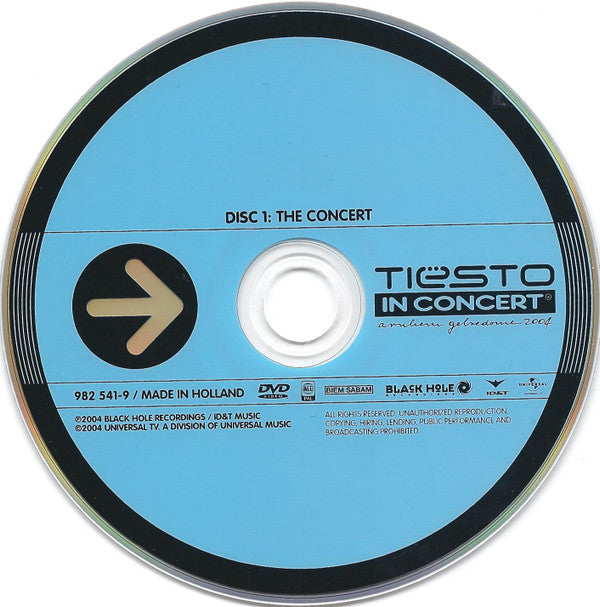 DJ Tiësto : In Concert Arnhem Gelredome 2004 (DVD-V, Mixed, PAL + DVD-V, PAL)