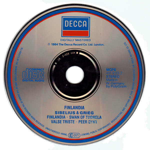Jean Sibelius & Edvard Grieg : Finlandia (CD, Comp)