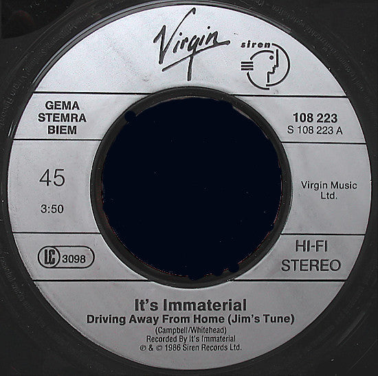 It's Immaterial : Driving Away From Home (Jim's Tune) (7", Single)