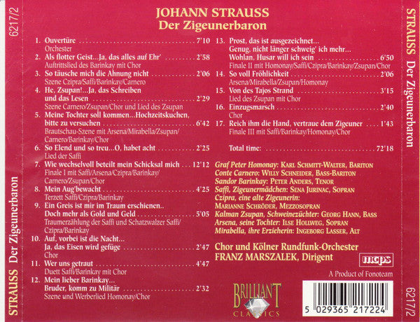 Johann Strauss Jr. : Der Zigeunerbaron (CD, Album)