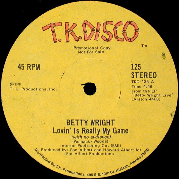 Betty Wright : Lovin' Is Really My Game (12", Promo)