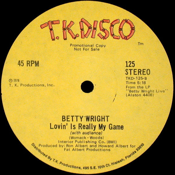 Betty Wright : Lovin' Is Really My Game (12", Promo)