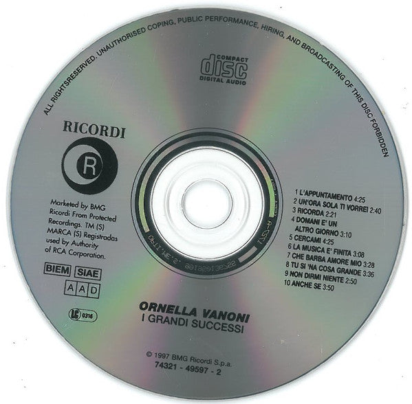 Ornella Vanoni : I Grandi Successi (CD, Comp, RE)