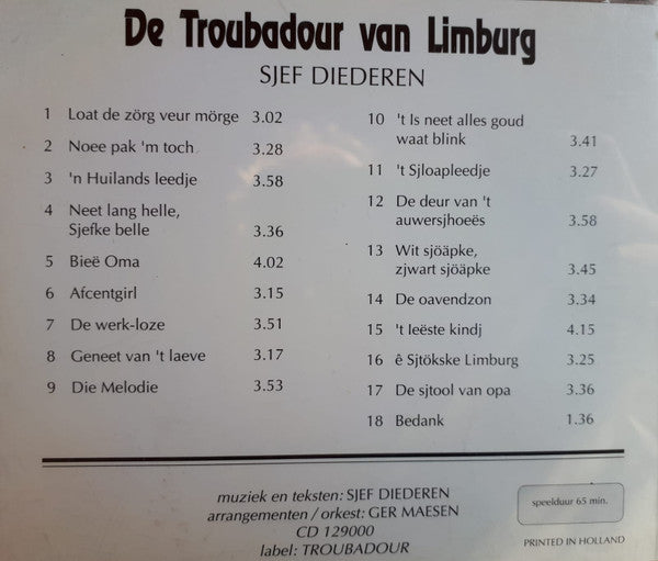 Sjef Diederen : De Troubadour Van Limburg (CD, Album)