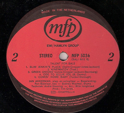 Jan Akkerman : Talent For Sale (LP, Album, RE)