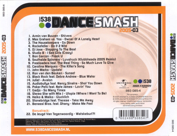 Various : 538 Dance Smash 2005-03 (CD, Comp)