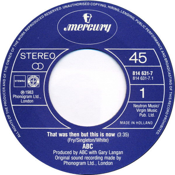 ABC : That Was Then But This Is Now (7", Single)