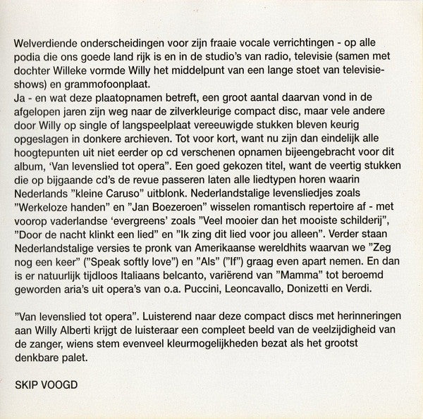 Willy Alberti : Van Levenslied Tot Opera (2xCD, Comp)