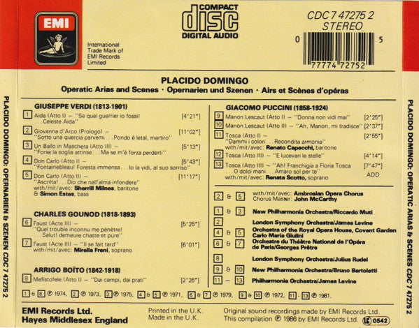 Placido Domingo : Operatic Arias & Scenes (CD, Comp)