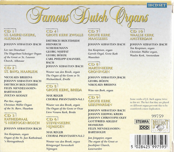Various - Ton Koopman · Piet Kee · Leo van Doeselaar · Wim van Beek (2) · Wouter van den Broek · Jan Jongepier : Famous Dutch Organs (10xCD + Box, Sli)