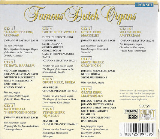 Various - Ton Koopman · Piet Kee · Leo van Doeselaar · Wim van Beek (2) · Wouter van den Broek · Jan Jongepier : Famous Dutch Organs (10xCD + Box, Sli)