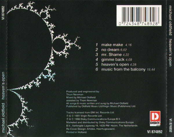 Mike Oldfield : Heaven's Open (CD, Album, RE)