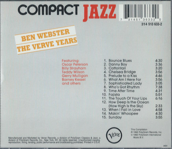 Ben Webster : Ben Webster - The Verve Years (CD, Comp)