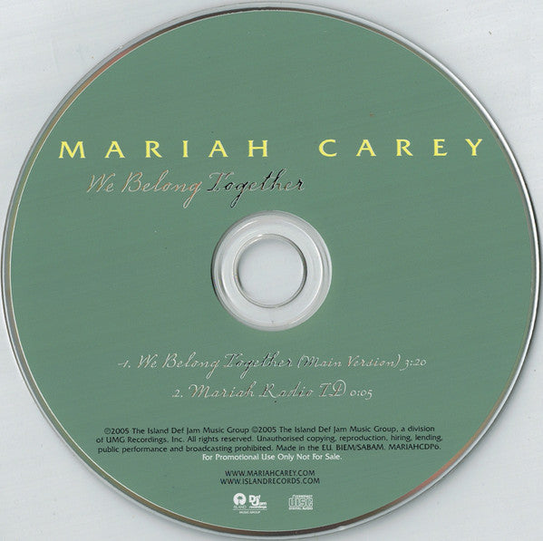 Mariah Carey : We Belong Together (CD, Single, Promo)