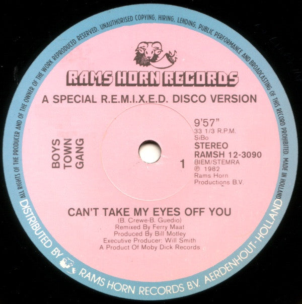 Boys Town Gang : Can't Take My Eyes Off You (12", S/Sided, Single)