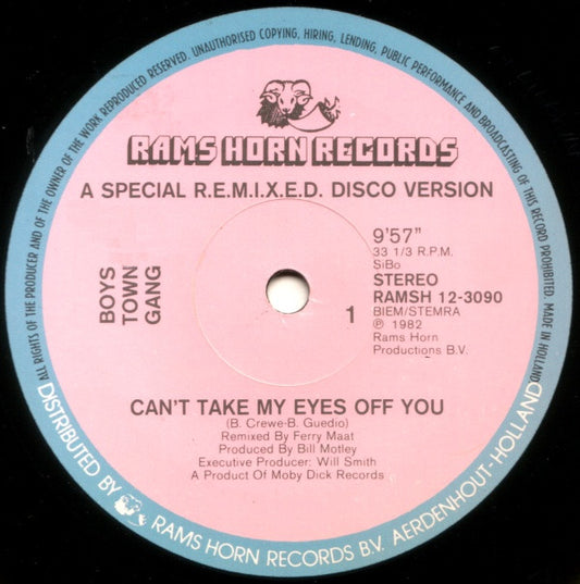 Boys Town Gang : Can't Take My Eyes Off You (12", S/Sided, Single)