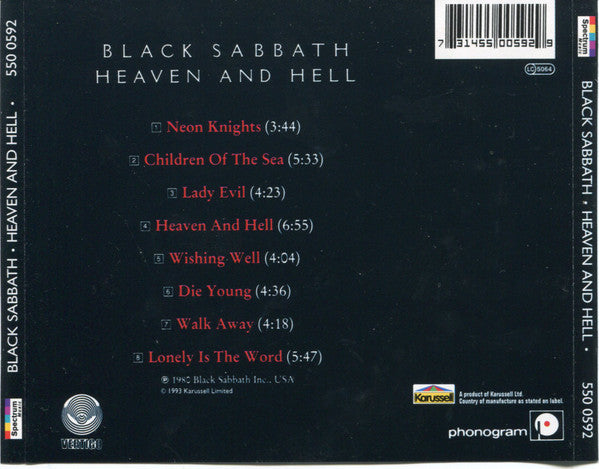 Black Sabbath : Heaven And Hell (CD, Album, RE, PMD)