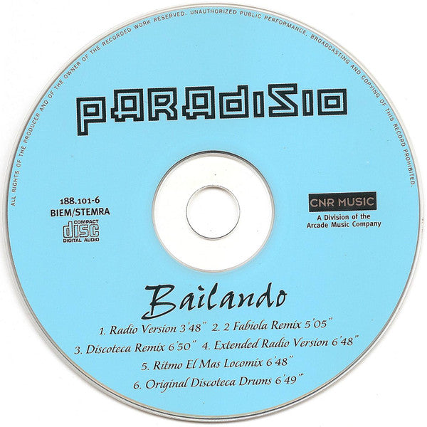 Paradisio : Bailando (CD, Maxi)
