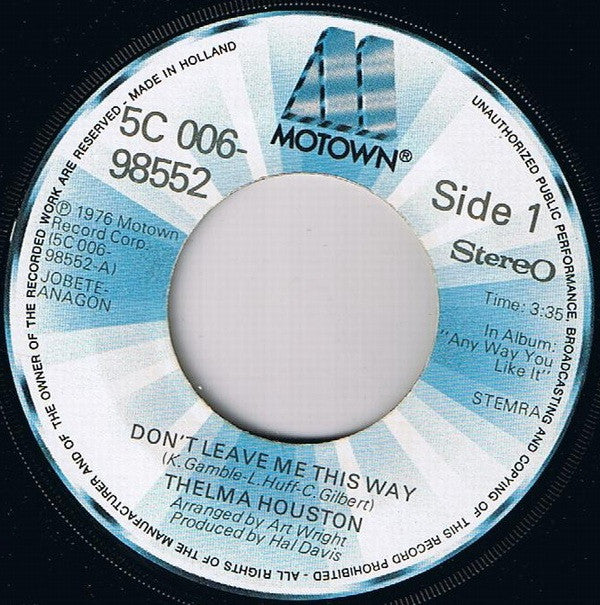 Thelma Houston : Don't Leave Me This Way (7", Single)