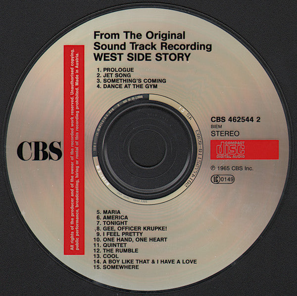 Leonard Bernstein : West Side Story (The Original Sound Track Recording) (CD, Album, RE)