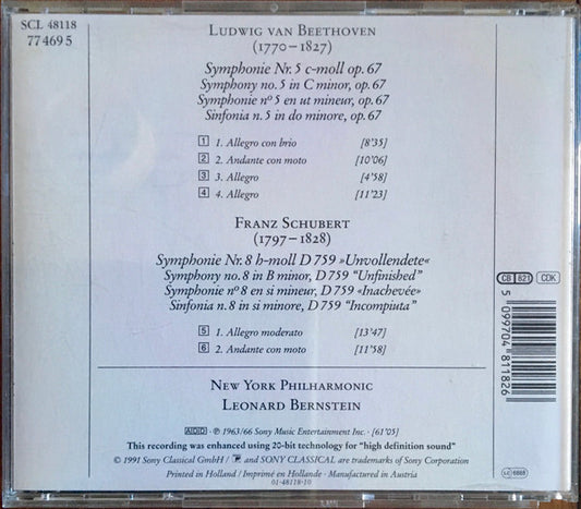 Ludwig van Beethoven, Franz Schubert : Symphonie No. 5 - Symphonie No. 8 (CD, Comp, Club, ADD)