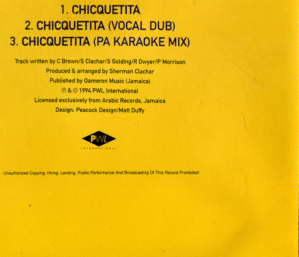 Clive "Snowball" Brown : Chicquetita (CD, Maxi)