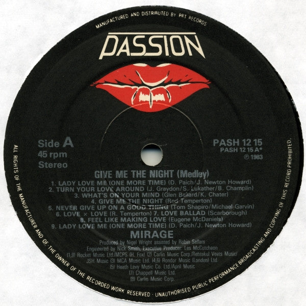 Mirage (12) : Give Me The Night (Medley) (12", P/Mixed, Pic)