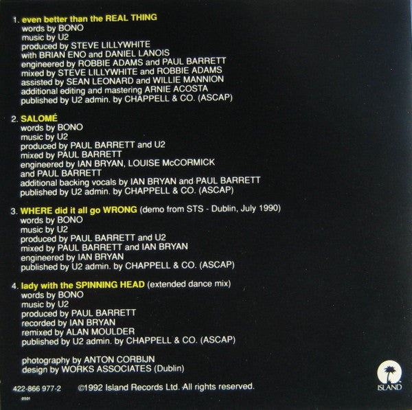 U2 : Even Better Than The Real Thing (CD, Single)