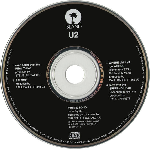 U2 : Even Better Than The Real Thing (CD, Single)