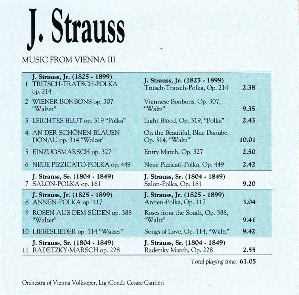Johann Strauss Jr., Johann Strauss Sr. : Music From Vienna III (CD, Comp)