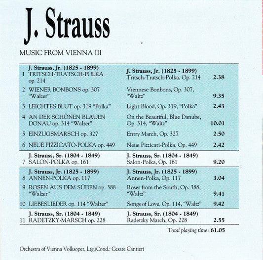 Johann Strauss Jr., Johann Strauss Sr. : Music From Vienna III (CD, Comp)