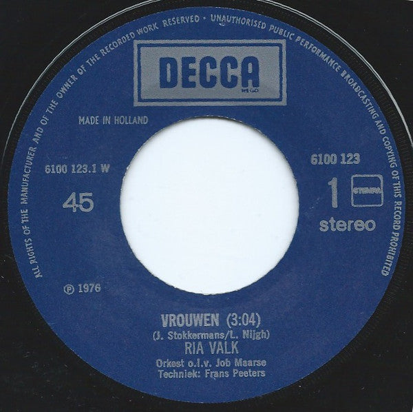 Ria Valk : Vrouwen, Vrouwen, Vrouwen!  (7", Single)