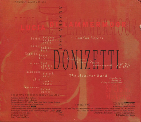 Gaetano Donizetti - Andrea Rost, Bruce Ford, Anthony Michaels-Moore, Alastair Miles, London Voices, Hanover Band, Sir Charles Mackerras : Lucia Di Lammermoor (2xCD, Album)