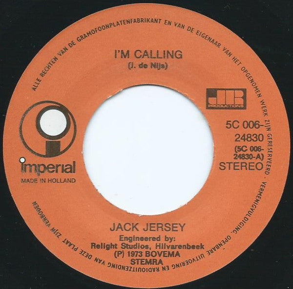 Jack Jersey : I'm Calling  (7", Single, Lab)