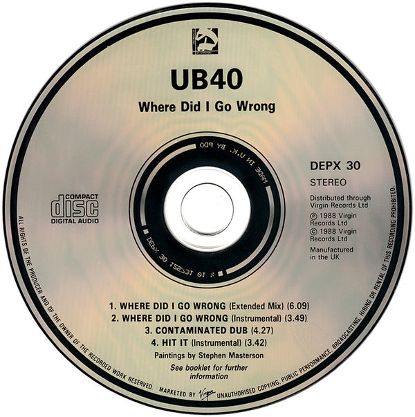 UB40 : Where Did I Go Wrong (Extended Mix) (CD, Single)