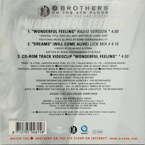 2 Brothers On The 4th Floor Feat. Des'Ray And D-Rock : Wonderful Feeling (CD, Single, Enh)