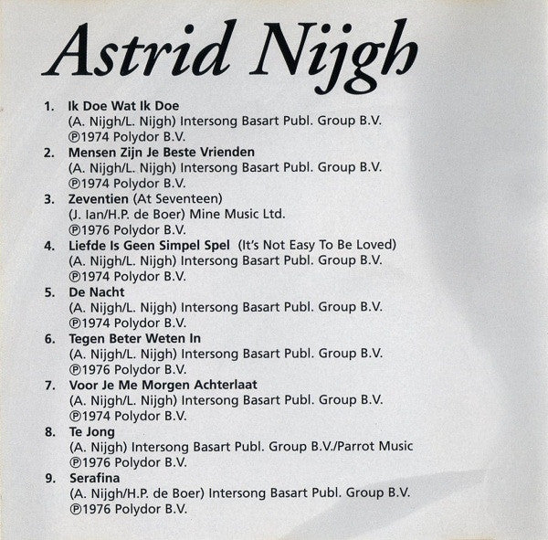 Astrid Nijgh : Ik Doe Wat Ik Doe (CD, Comp)